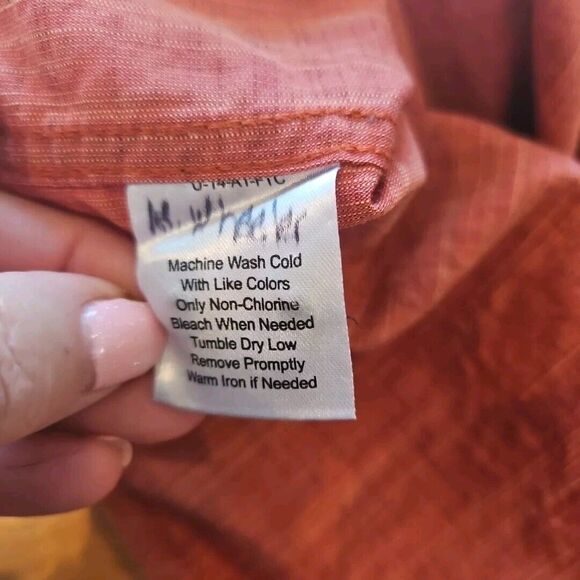 BLUE PRONTO UOMO Men's Shirt, XXL ,ORANGE/RUST VARIEGATED Buttonup Accent Fabric - Picture 5 of 7